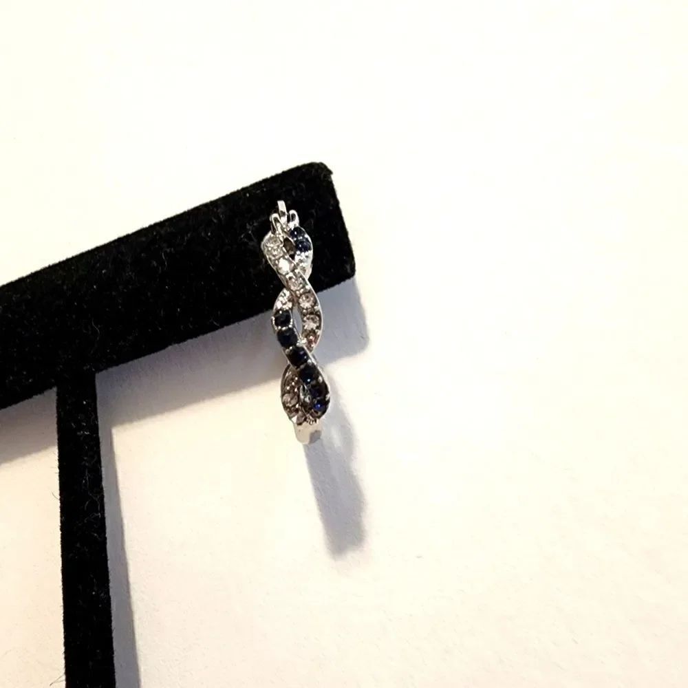 Unbranded Silver Toned Pierced Earrings With Black and Clear Stones NWOT